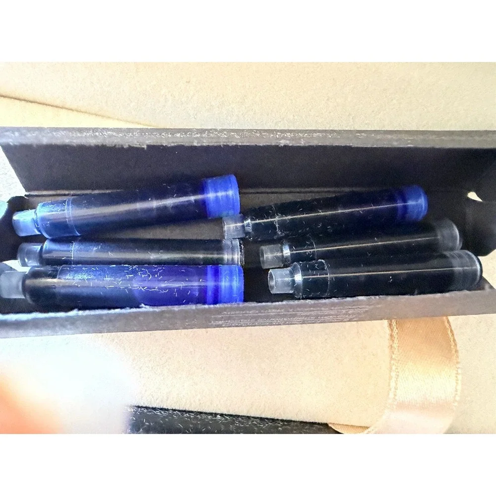 Wordsworth & Black Pen Case w/ 6 Fountain Pen Ink Cartridges Blue Black